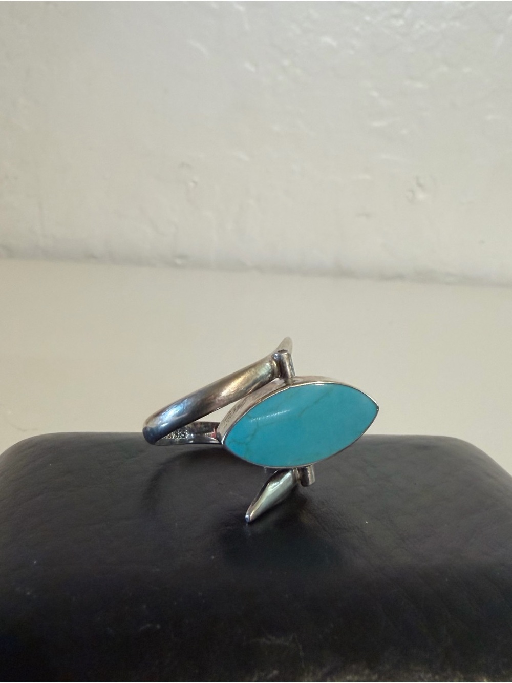 HOB Mexico Vintage Sterling Silver 925 Reversible Turquoise Abalone Ring Sz 8.75